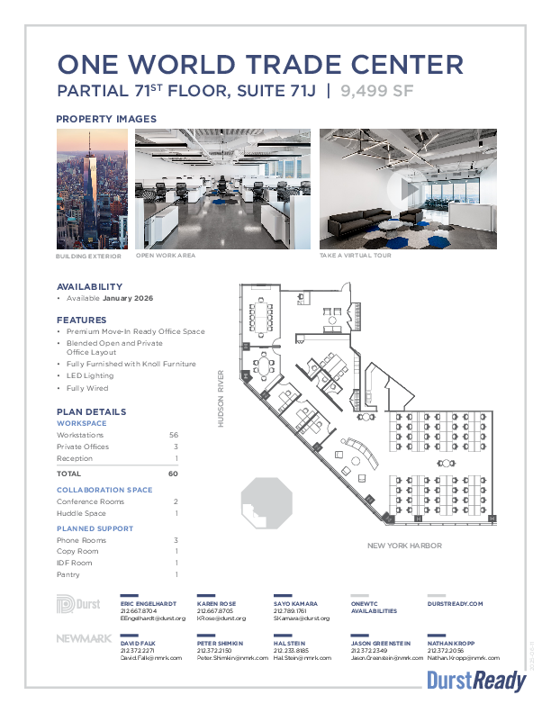 One World Trade Center Partial Floor 71 J floorplan