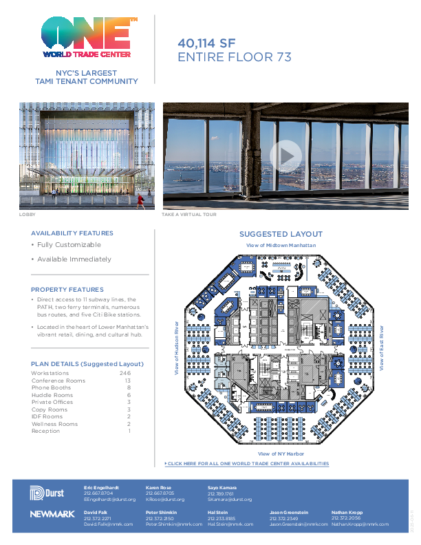 One World Trade Center Entire Floor 73 floorplan