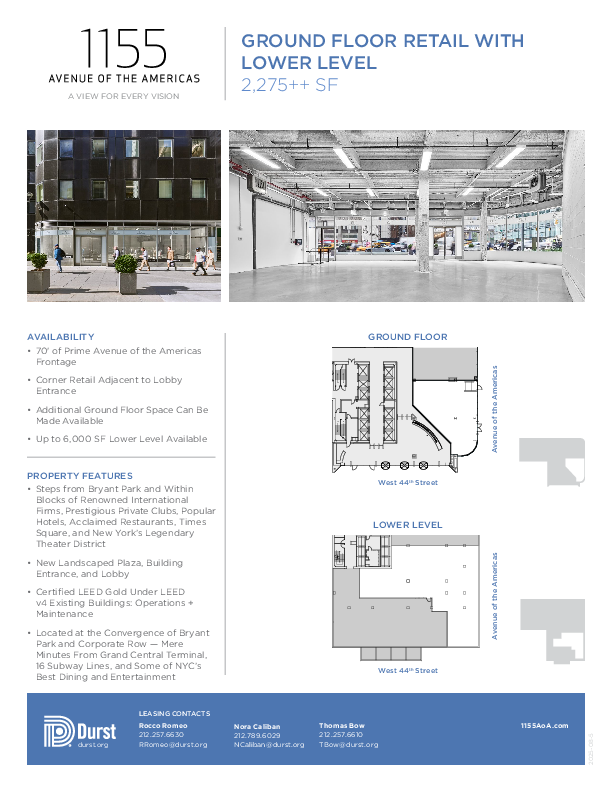 1155 Avenue of the Americas Partial Ground Floor Retail  floorplan