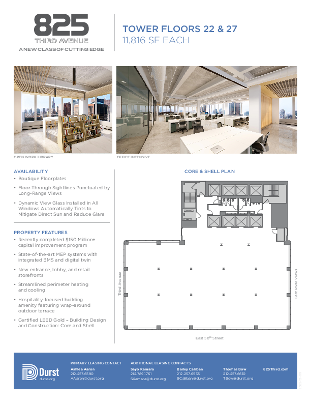 825 Third Avenue Tower Floors 22 & 27 floorplan