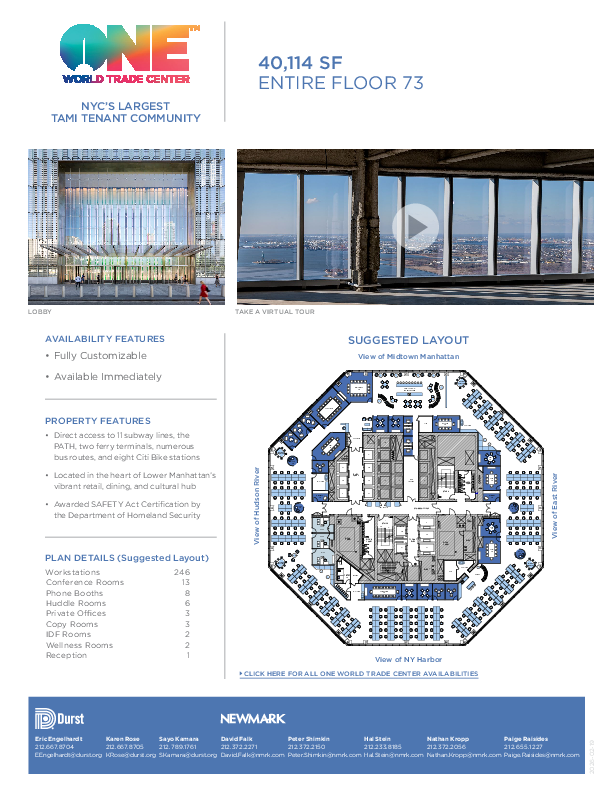 One World Trade Center Entire Floor 73 floorplan