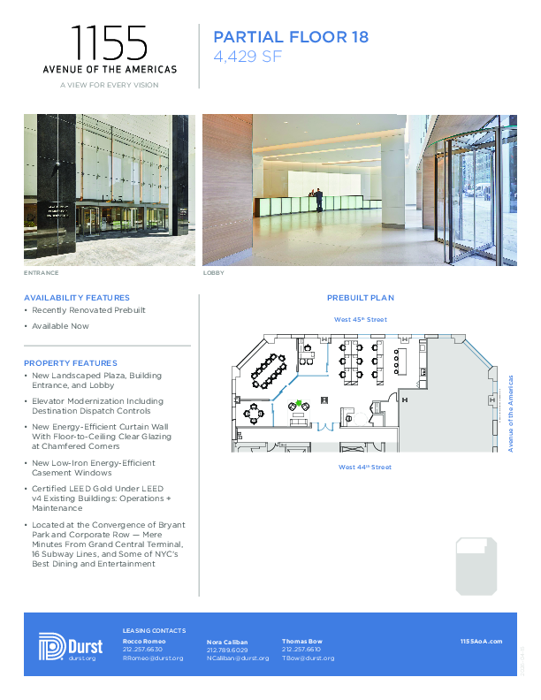 1155 Avenue of the Americas Partial Floor 18 floorplan